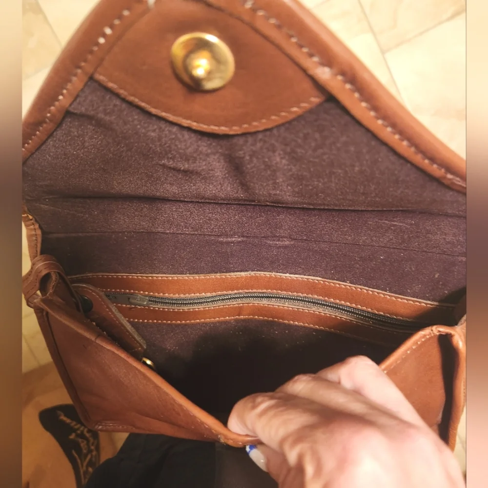LAND Leather Classic Two Tone Brown Envelope Shoulder/Crossbody/Clutch Bag